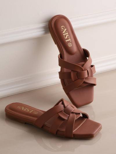 Women Casual Slip on Tan Slip on Flats