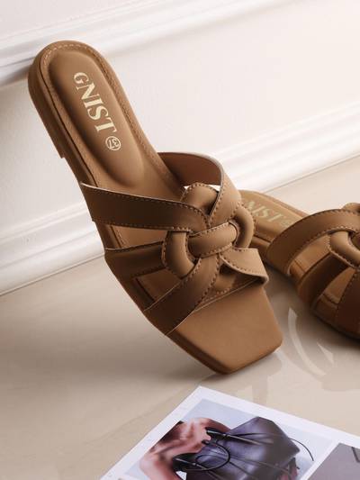 Women Casual Slip on Tan Slip on Flats