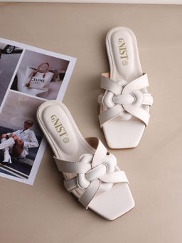 GNIST - Women Casual Slip on White Slip on Flats