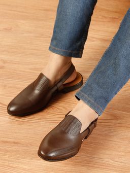 Teakwood - Brown Leather Peshawari-Style Sandals
