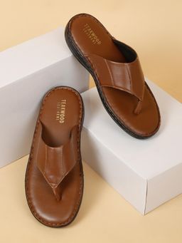Teakwood - Men Leather Tan Thong Sandals