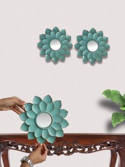 Art Street - Sky Blue Lotus Flower Shape Decorative Plastic Plate, Decal for Home Decor Set of 3