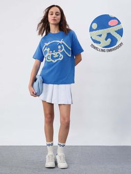 The Souled Store - Official Hello Kitty: Cinnamoroll Women Oversized T-Shirt - Blue