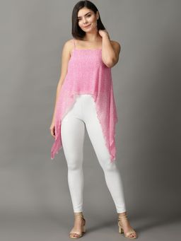 SHOWOFFFF - Womens Sleeveless Shoulder Straps Pink Printed Top