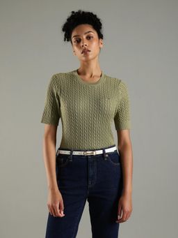 Tommy Hilfiger - Green Regular Fit Cotton Sweater