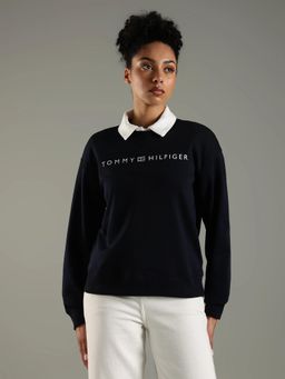 Tommy Hilfiger - Navy Blue Regular Fit Cotton Sweatshirt