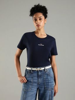 Tommy Hilfiger - Navy Blue Logo Regular Fit Cotton T-Shirt