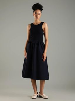 Tommy Hilfiger - Viscose Round Neck Midi Dress