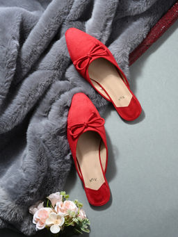 Styli - Women Tie-Knot Detail Cherry Red Mules