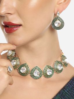 Zaveri Pearls - Green AD and Stones Choker Set-ZPFK16659