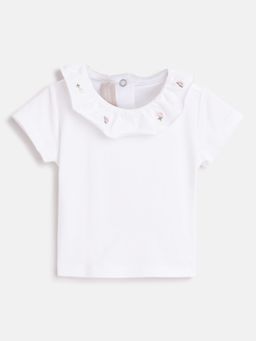 Chicco - Infant Girls White Solid Short Sleeve T-Shirt