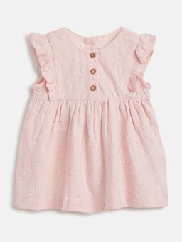Chicco - Infant Girls Light Pink Embroidered Short Sleeve Dress