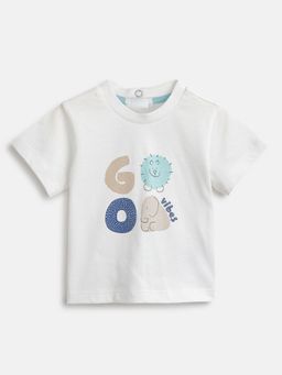 Chicco - Infant Boys White Graphic Printed Short Sleeve T-Shirt