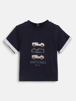 Chicco - Infant Boys Dark Blue Graphic Printed Short Sleeve T-Shirt