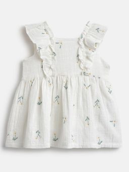 Chicco - Infant Girls White Printed Sleeveless Dress