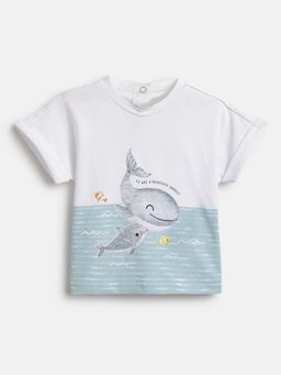 Chicco - Infant Boys White Printed Short Sleeve T-Shirt