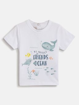 Chicco - Infant Boys White Graphic Printed Short Sleeve T-Shirt