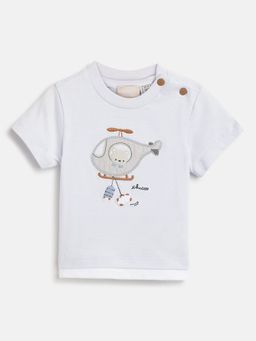 Chicco - Infant Boys Light Blue Graphic Printed Short Sleeve T-Shirt