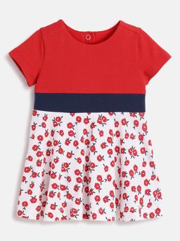 Chicco - Infant Girls Red Printed Short Sleeve Dress