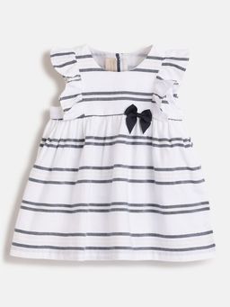 Chicco - Infant Girls White & Blue Short Sleeve Dress