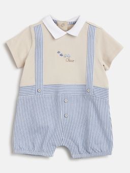 Chicco - Infant Boys Light Natural Striped Short Sleeve Rompers