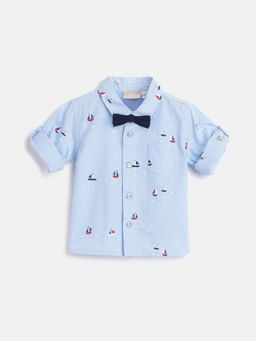 Chicco - Infant Boys Blue Printed Long Sleeve Shirt