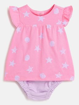 Chicco - Infant Girls Light Pink Printed Dress with Bloomer (Set of 2)