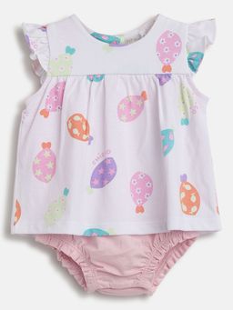 Chicco - Infant Girls Light Pink Printed Dress with Bloomer (Set of 2)
