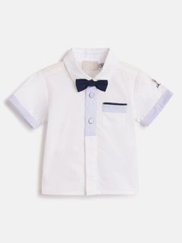 Chicco - Infant Boys White Solid Short Sleeve Shirt