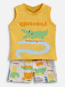 Chicco - Infant Boys Natural Printed Singlet with Short Pants (Set of 2)