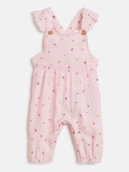 Chicco - Infant Girls Pink Printed Long Dungaree
