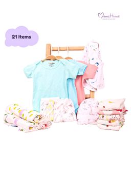 Moms Home - Kids Printed Organic Cotton Baby Apparel Gift Multi-Color (Set of 21) (0-6 Months)
