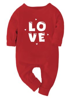 Zeezeezoo - Cotton Full Sleeves LOVE Printed Baby Romper - Red