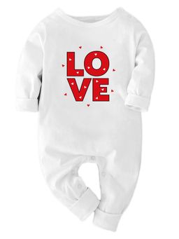 Zeezeezoo - Cotton Full Sleeves LOVE Printed Baby Romper - White