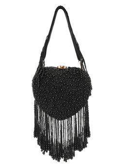 NR by Nidhi Rathi - Black All-Over Pearl Heart-Shaped Bag Clutch