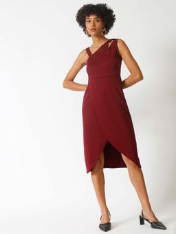 PINACOLADA - Women Maroon Stylish Knee Length Casual Dresses
