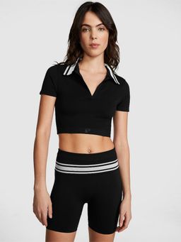 Victoria's Secret - Women Black Solid Flip It Seamless Fold Over Bike Shorts