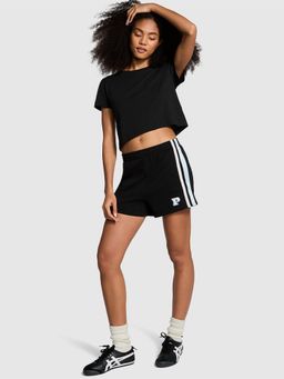 Victoria's Secret - Women Black Stripes Ivy Fleece Relaxed Shorts