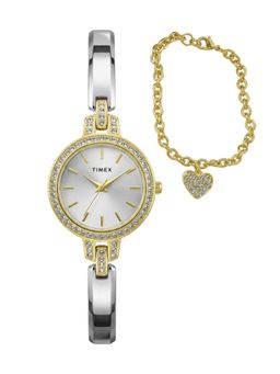 Timex - Women Round Silver-Tone Alloy Analog Watch with Bracelet - TWG067800UJ (M)