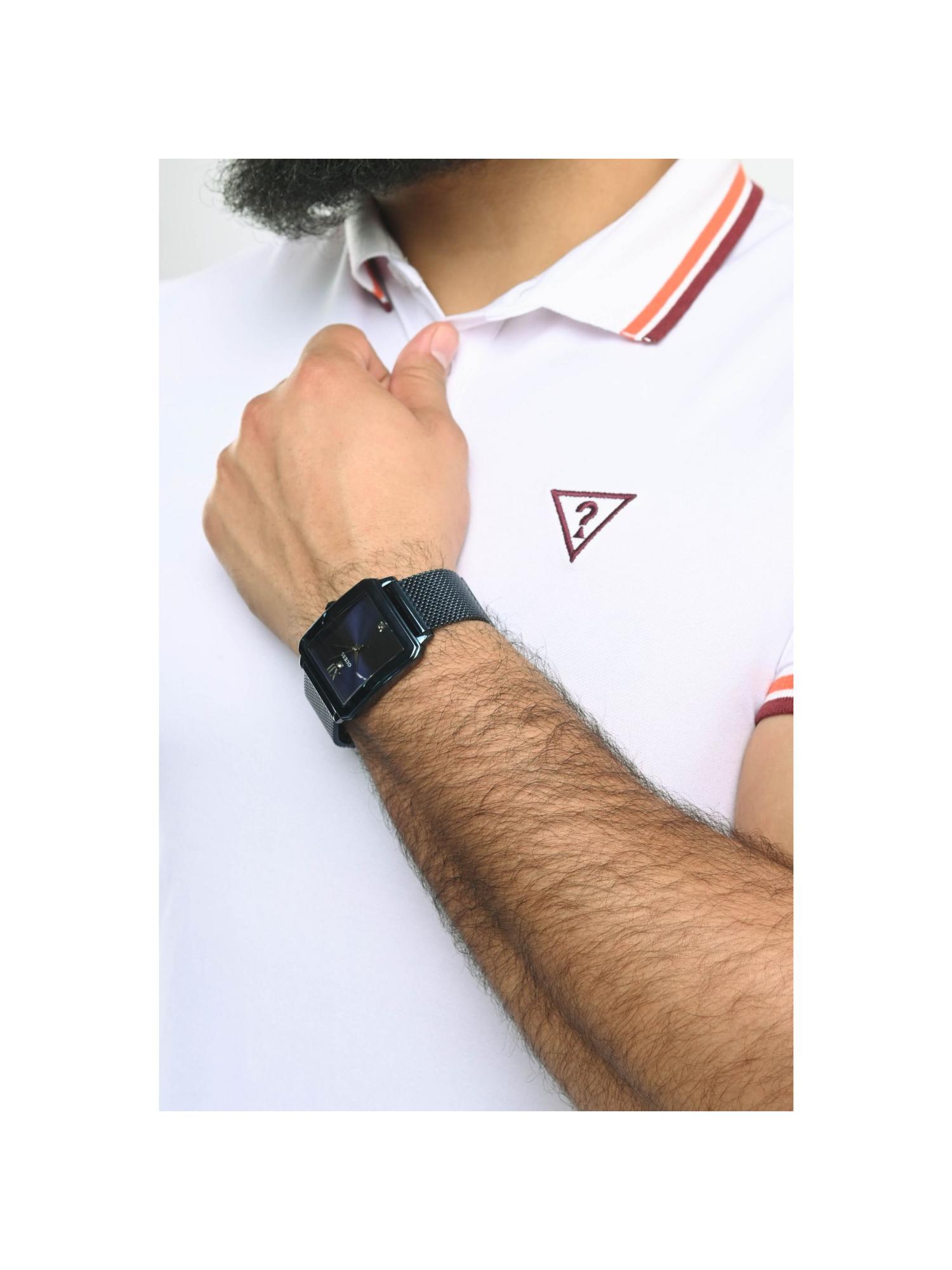 Men Rectangular Blue Dial Stainless Steel Analog Watch - U1074G2 (M)