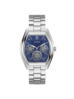 Guess - Men Rectangular Blue Dial Stainless Steel Analog Watch - U1366G1M (M)
