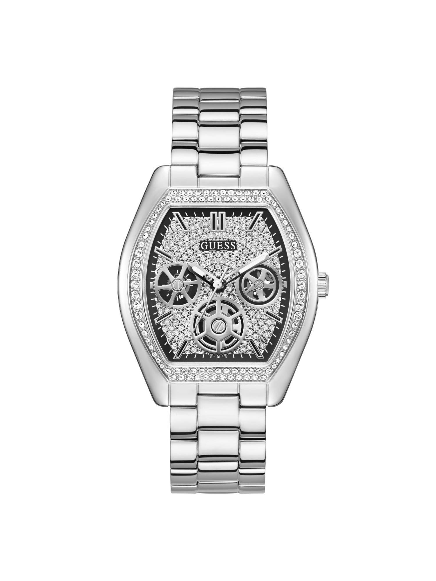 Men Rectangular Silver Dial Stainless Steel Analog Watch - U1396G1M (M)