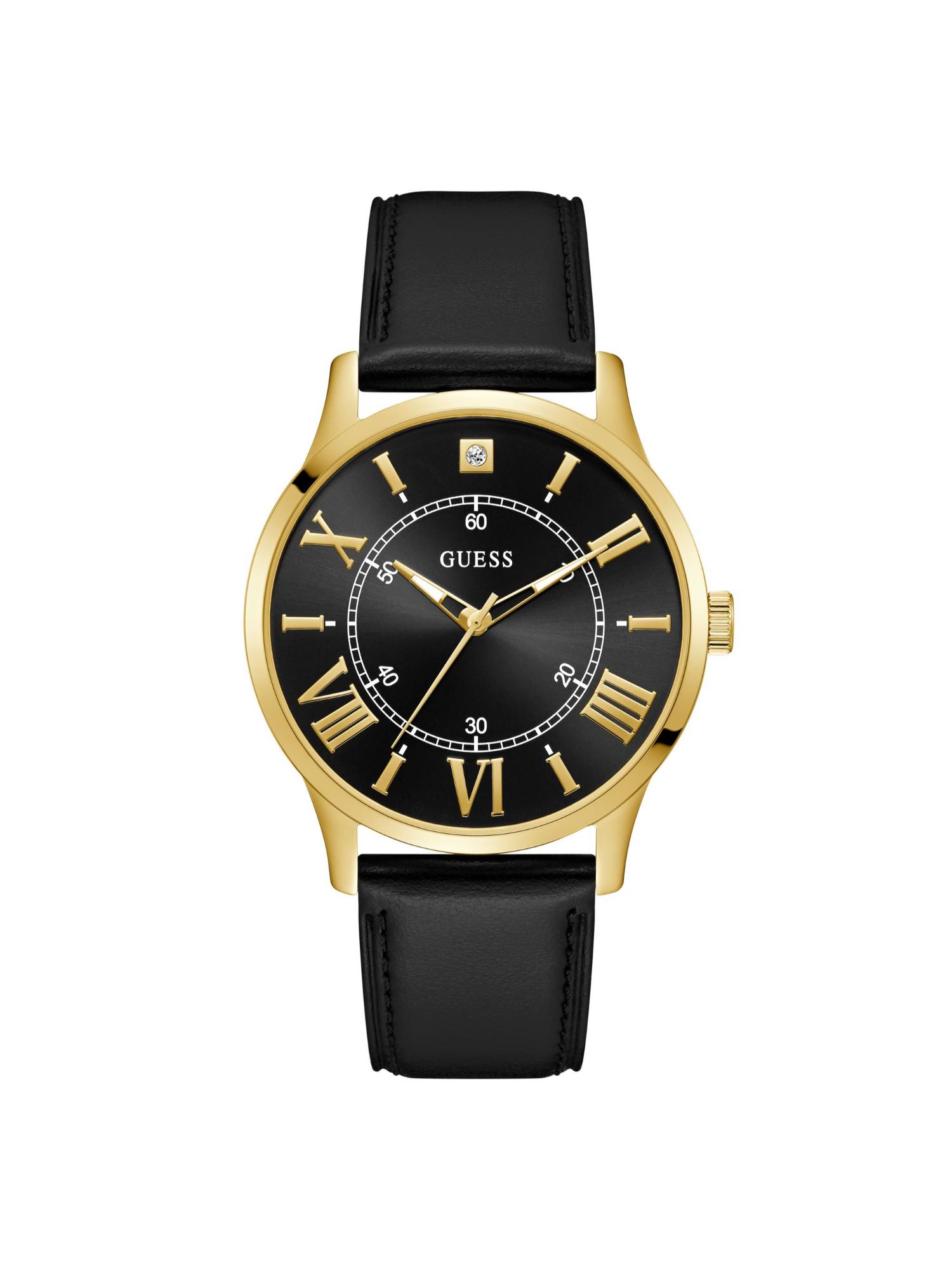 Men Round Black Dial Stainless Steel Analog Watch - U1411G3M (M)