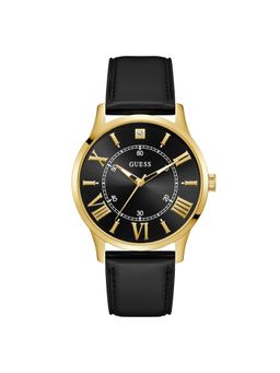 Guess - Men Round Black Dial Stainless Steel Analog Watch - U1411G3M (M)