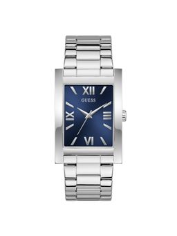 Guess - Men Rectangular Blue Dial Stainless Steel Analog Watch - U1466G1M (M)