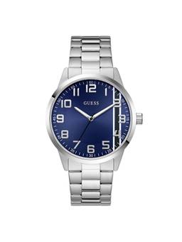 Guess - Men Round Blue Dial Stainless Steel Analog Watch - U1468G1M (M)