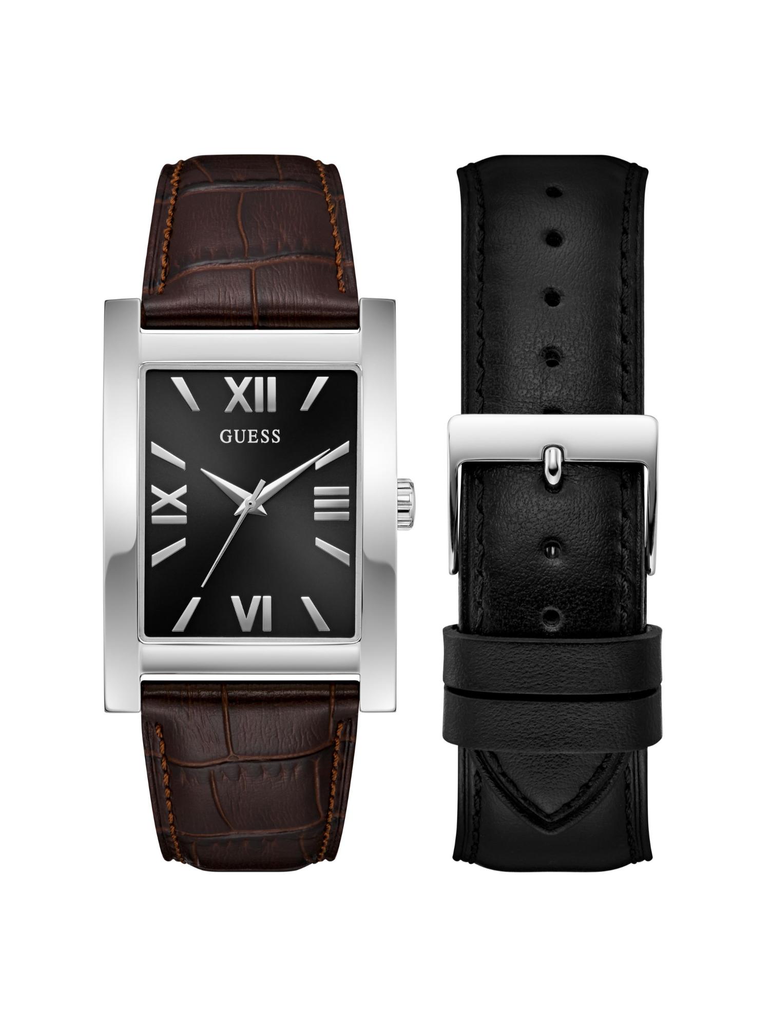 Men Rectangular Black Dial Stainless Steel Analog Watch - U1473G1M (M)