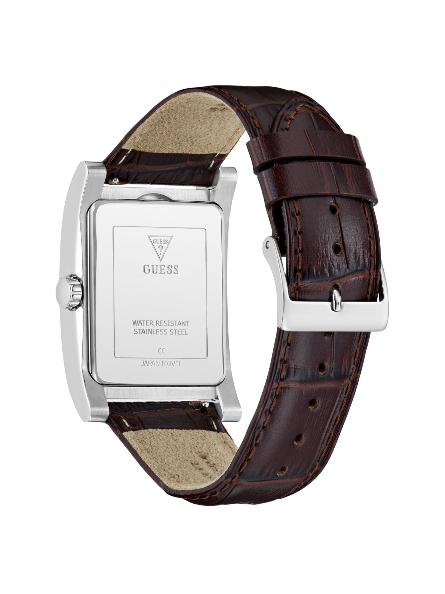 Men Rectangular Black Dial Stainless Steel Analog Watch - U1473G1M (M)