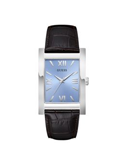 Guess - Men Rectangular Blue Dial Stainless Steel Analog Watch - U1484G1M (M)
