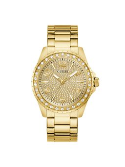 Guess - Men Round Gold Dial Stainless Steel Analog Watch - U1489G2M (M)